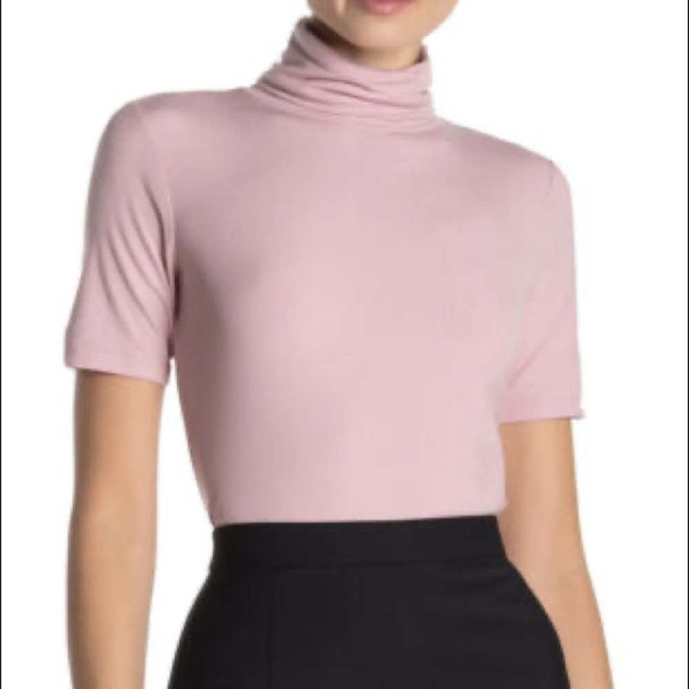 Theory Small Pink Tint short sleeve turtle neck top